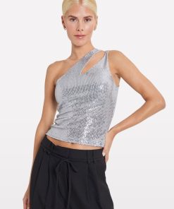 Kvinde Envii Toppe & Bluser | Enpluto Top Sl Silver Glitter