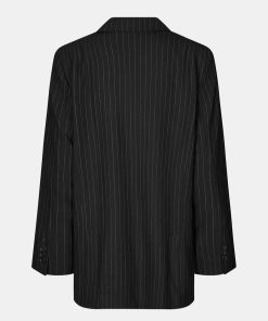 Kvinde Oval Square Blazere | Pacino Blazer Black Pinstripe