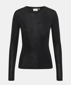 Kvinde Gestuz T-Shirts | Ninia Tee L/S Black