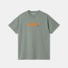 Mand Carhartt WIP T-Shirts | Arrow Script Tee Glassy Teal Stone