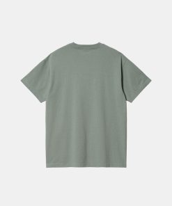 Mand Carhartt WIP T-Shirts | Arrow Script Tee Glassy Teal Stone