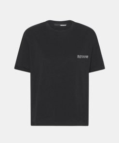 Kvinde ROTATE T-Shirts | Straight Logo Tee Black