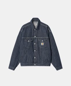 Mand Carhartt WIP Jakker | Orlean Jacket Blue/White