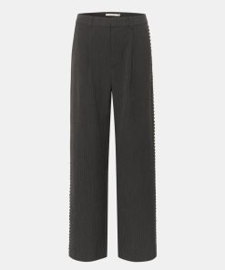 Kvinde Gestuz Bukser | Palinagz Pants Dark Grey Pinstripe