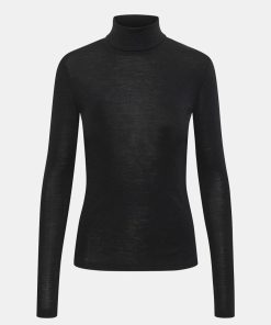 Kvinde Gestuz T-Shirts | Ninia Tee L/S Rollneck Black