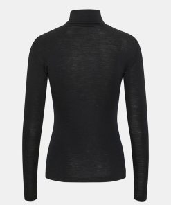 Kvinde Gestuz T-Shirts | Ninia Tee L/S Rollneck Black