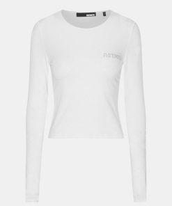 Kvinde ROTATE T-Shirts | Long Sleeve Logo Tee L/S Bright White