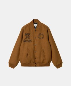 Mand Carhartt WIP Jakker | Work Varsity Bomber Jacket Deep H Brown