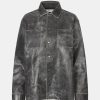 Kvinde Oval Square Skjorter | Worn Shirt L/S Black Distressed