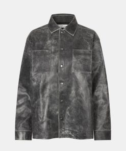 Kvinde Oval Square Skjorter | Worn Shirt L/S Black Distressed