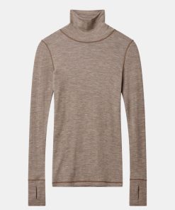 Kvinde H2OFagerholt T-Shirts | That Comfy Highneck Tee L/S Walnut Walnut Melange