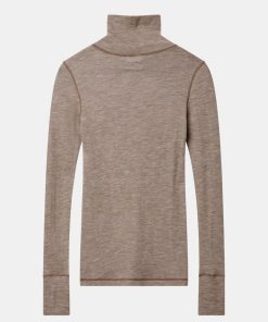 Kvinde H2OFagerholt T-Shirts | That Comfy Highneck Tee L/S Walnut Walnut Melange