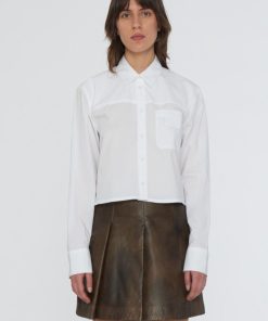 Kvinde Remain Skjorter | Poplin Cropped Shirt L/S Bright White