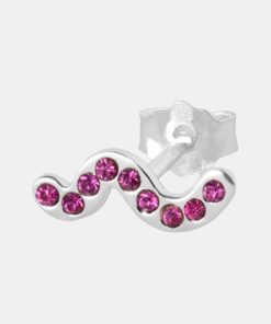 Kvinde LULU Copenhagen Smykker | Snaky Ear Stud Silver/Pink Pink/Silver