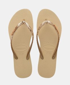 Kvinde Havaianas | Slim Glitter Slippers Sand Grey