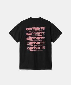 Mand Carhartt WIP T-Shirts | Ink Bleed Tee Black/Pink