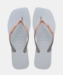 Kvinde Havaianas | Slim Square Glitter Slippers Ice Grey