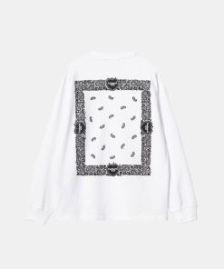 Kvinde Carhartt WIP T-Shirts | W Paisley Tee L/S White/Black Stone