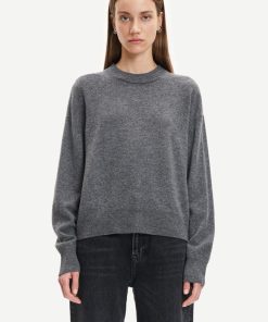 Kvinde Samsøe Samsøe Strik | Amaris Knit Dark Grey Mel