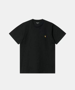 Mand Carhartt WIP T-Shirts | Chase Tee Black/Gold