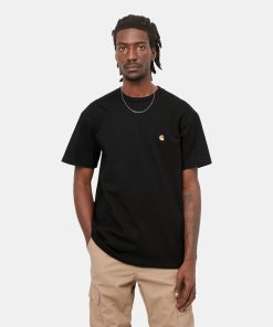 Mand Carhartt WIP T-Shirts | Chase Tee Black/Gold