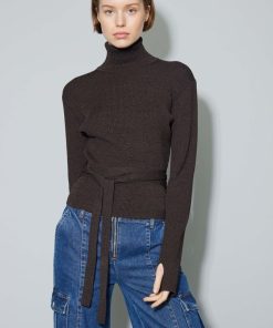 Kvinde Oval Square Toppe & Bluser | Adel Knit Black Melange Black Mel.