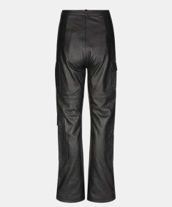 Kvinde Oval Square Bukser | Osdeep Leather Pants Black