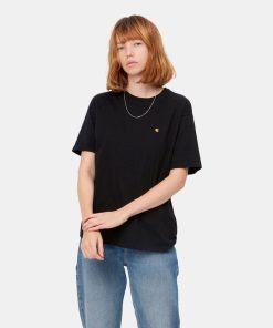 Kvinde Carhartt WIP Toppe & Bluser | W Chase Tee Black