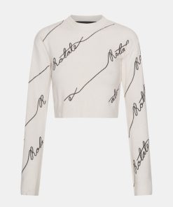 Kvinde ROTATE Strik | Sequin Logo Knit Cannoli Cream