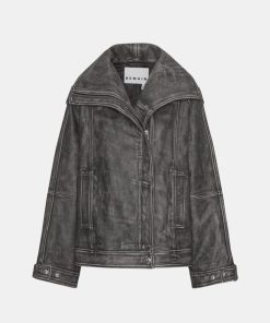 Kvinde Remain Jakker | Leather Oversized Jacket Black